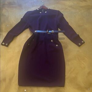 St. John Purple Long Sleeve Dress with Gold Details GORGEOUS AND ELEGANT!!